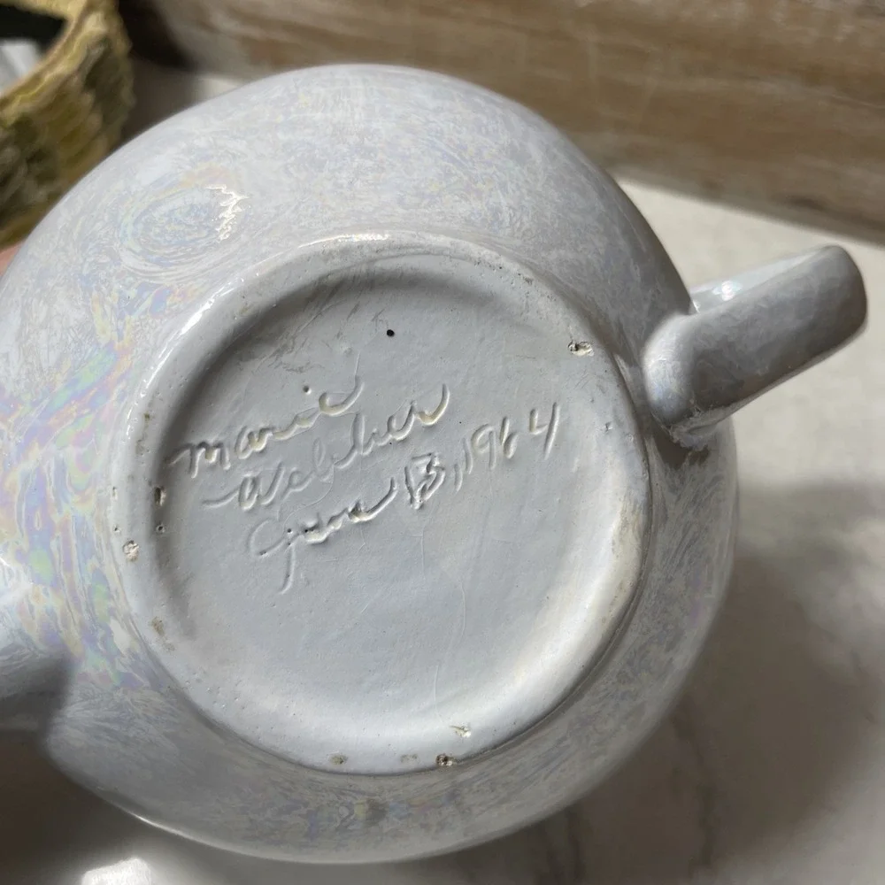 Vintage Japanese Peach Lusterware Teapot – Iridescent Glaze